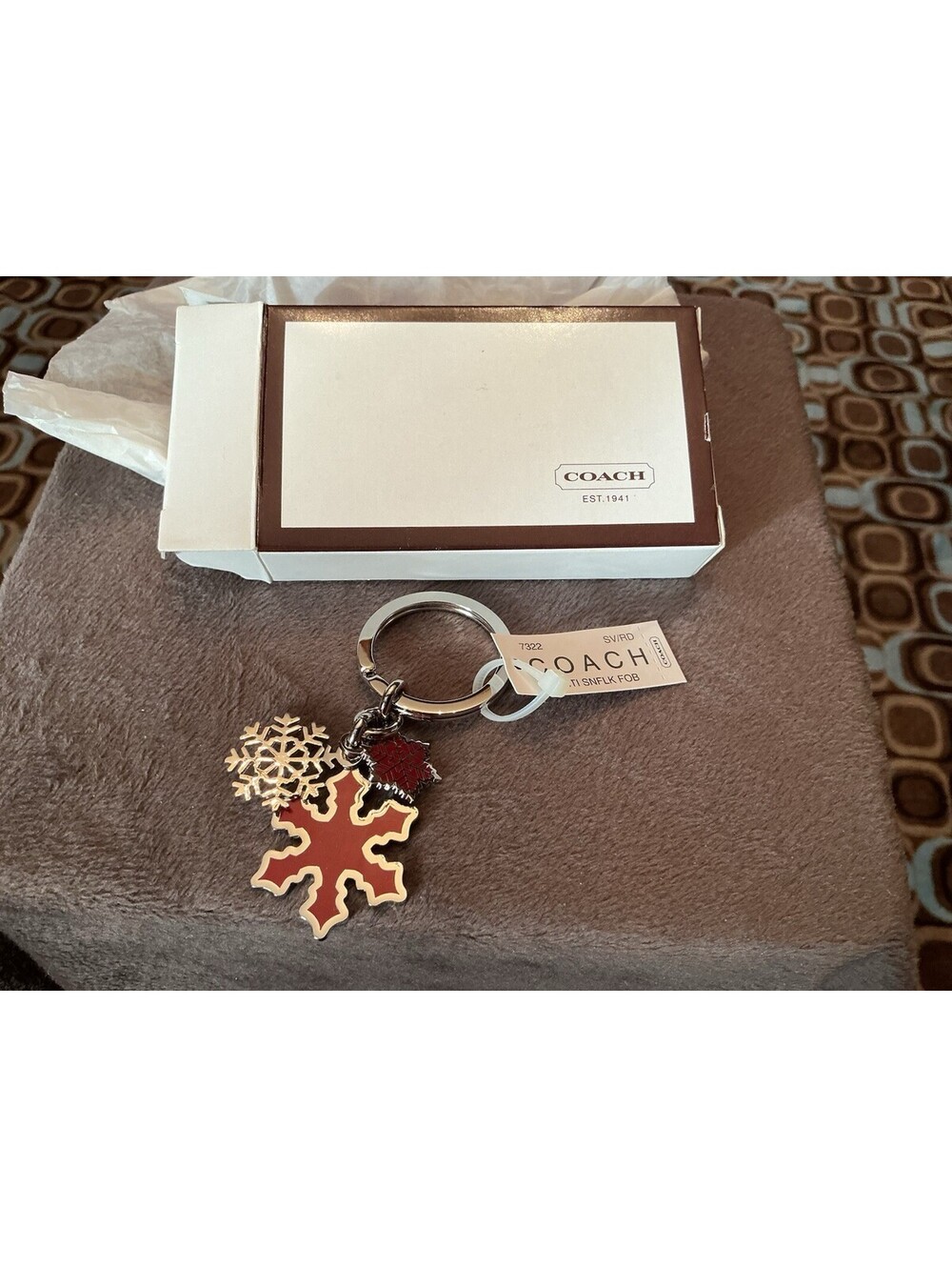 Coach Keychain New with Box and Tissue Paper